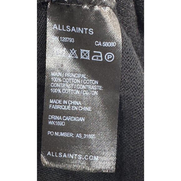 AllSaints Drina Cardigan Womens Size 4 Black Asymmetrical Zipper Drape Sweater - Picture 12 of 13